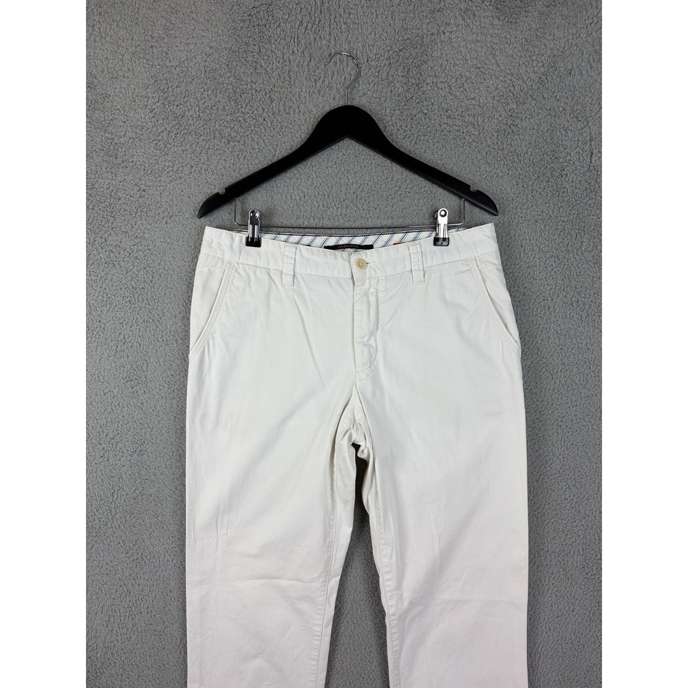 Alberto Pants Mens 36x34 White Slim Fit Stretch Chino Casual Office Mens Summer